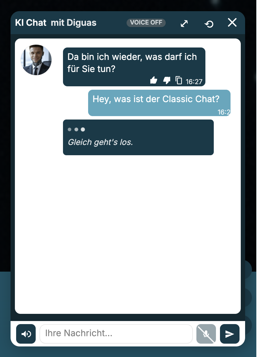 Großes Chatfenster für längere Gespräche